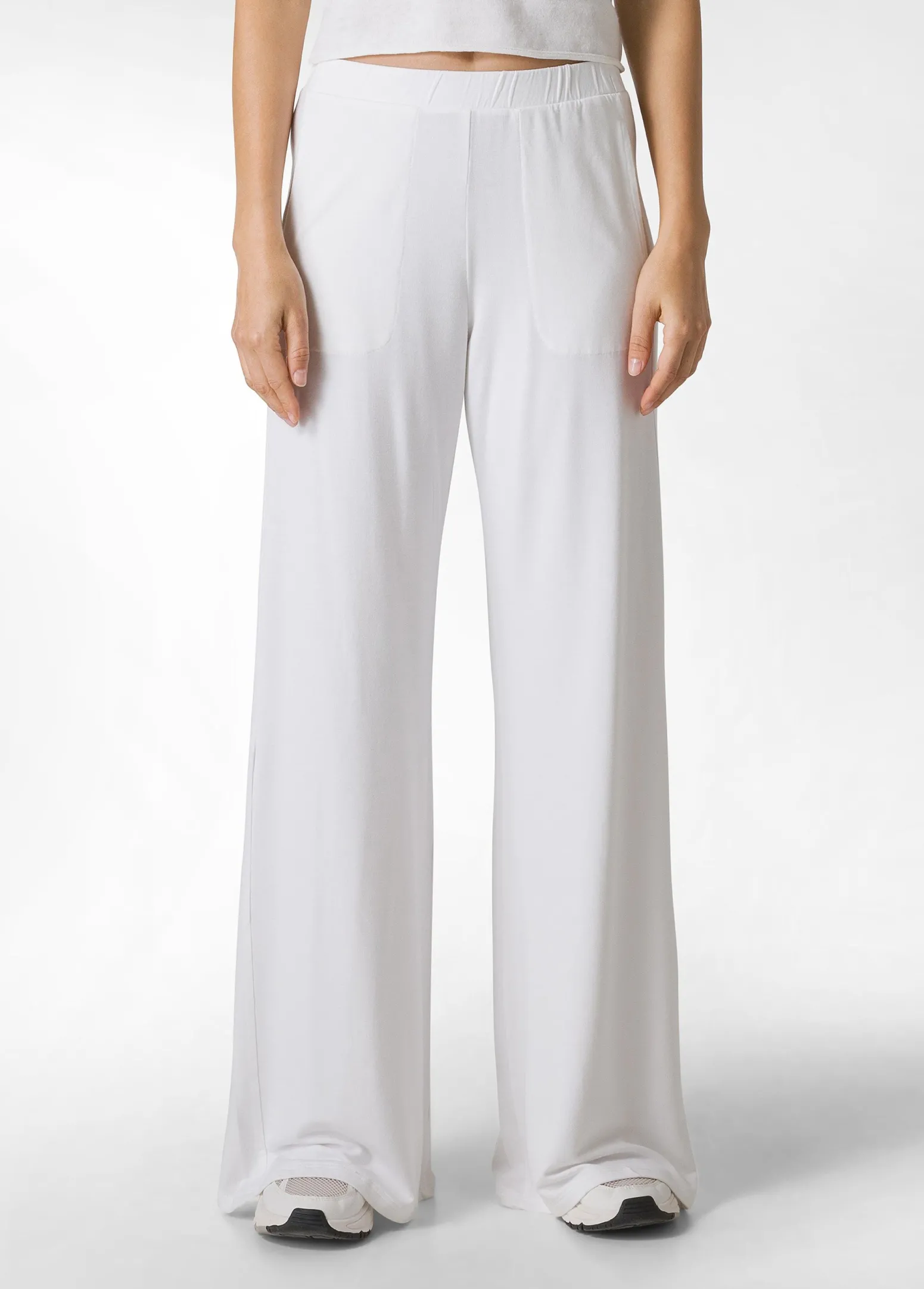 DEHA Pantaloni*Pantalone Comfort Di Viscosa Gamba Larga Bianco