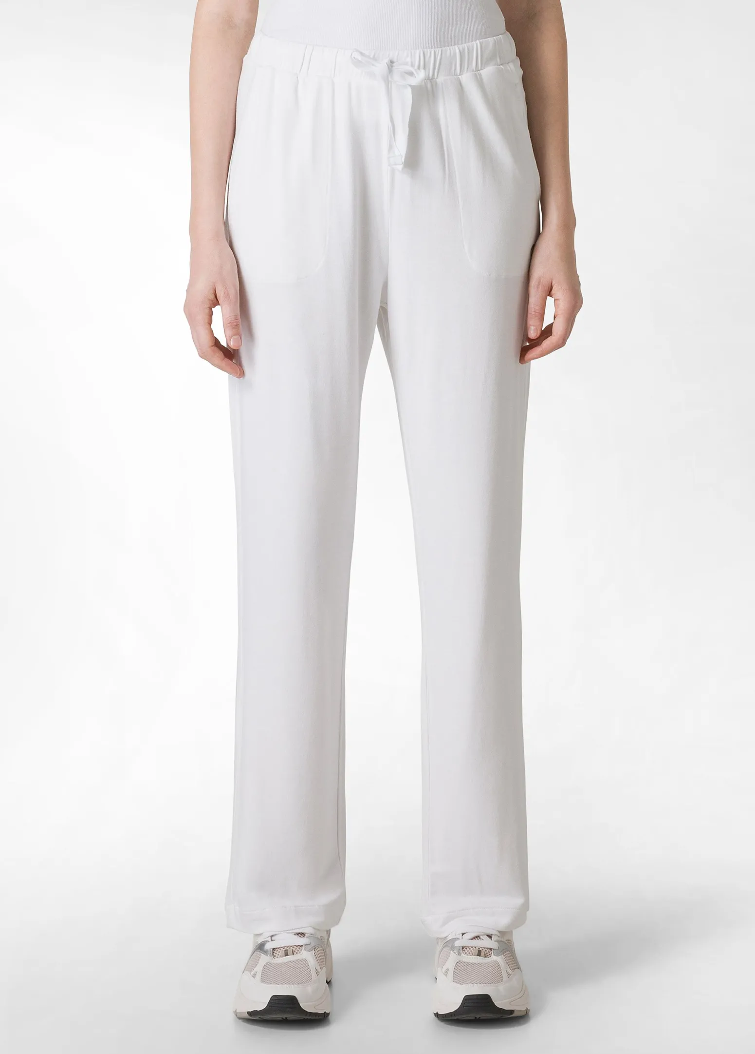 DEHA Pantaloni*Pantalone Comfort Di Viscosa Gamba Dritta Bianco