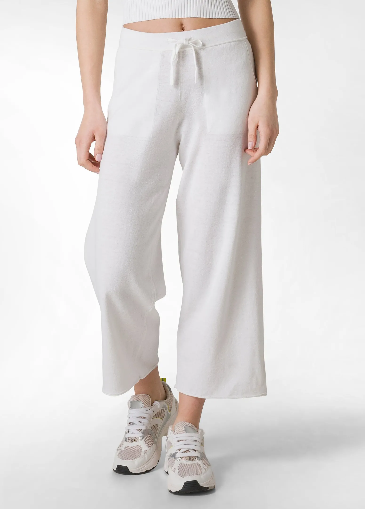 DEHA Pantaloni*Pantalone Cropped In Maglia Bianco