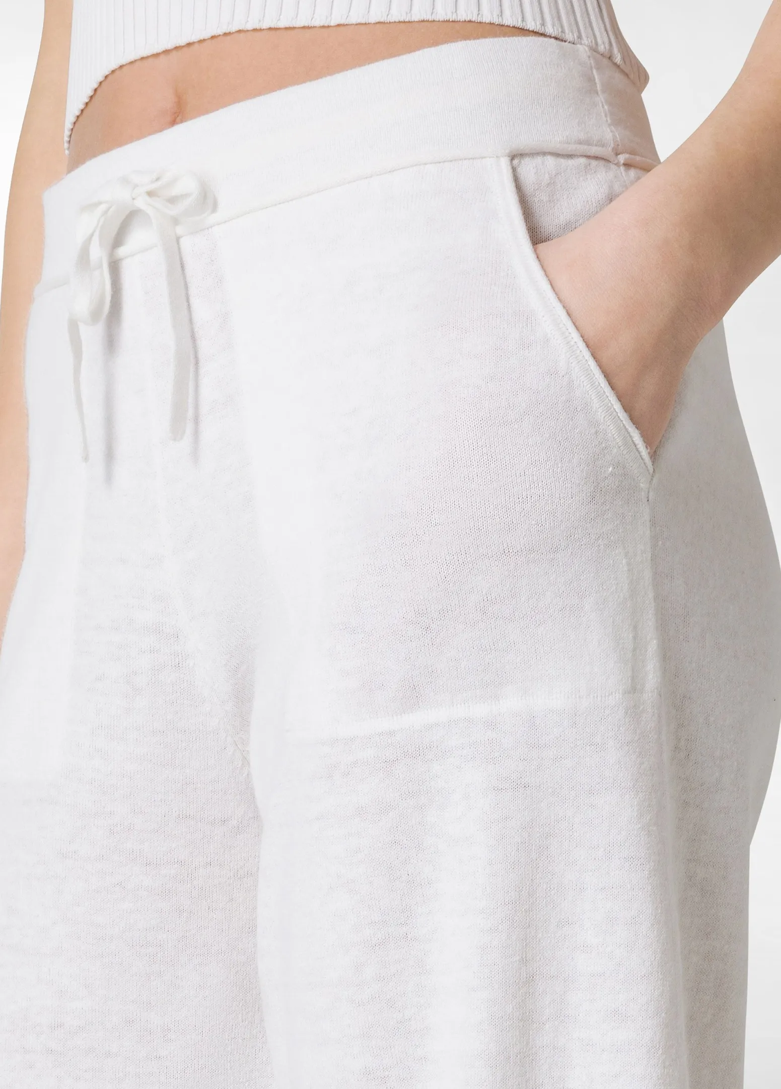 DEHA Pantaloni*Pantalone Cropped In Maglia Bianco