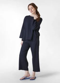 DEHA Pantaloni*Pantalone Cropped In Maglia Blu