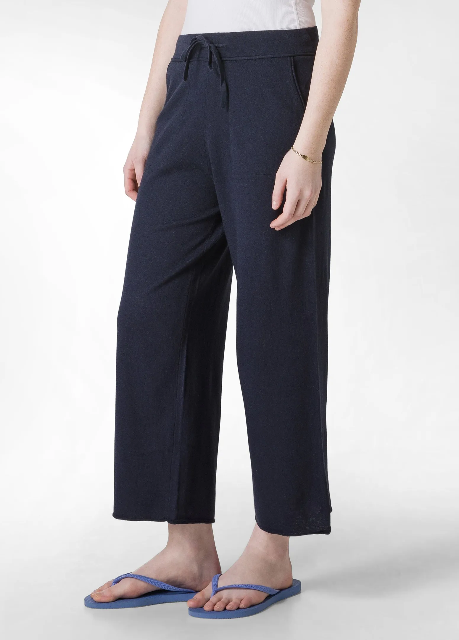 DEHA Pantaloni*Pantalone Cropped In Maglia Blu