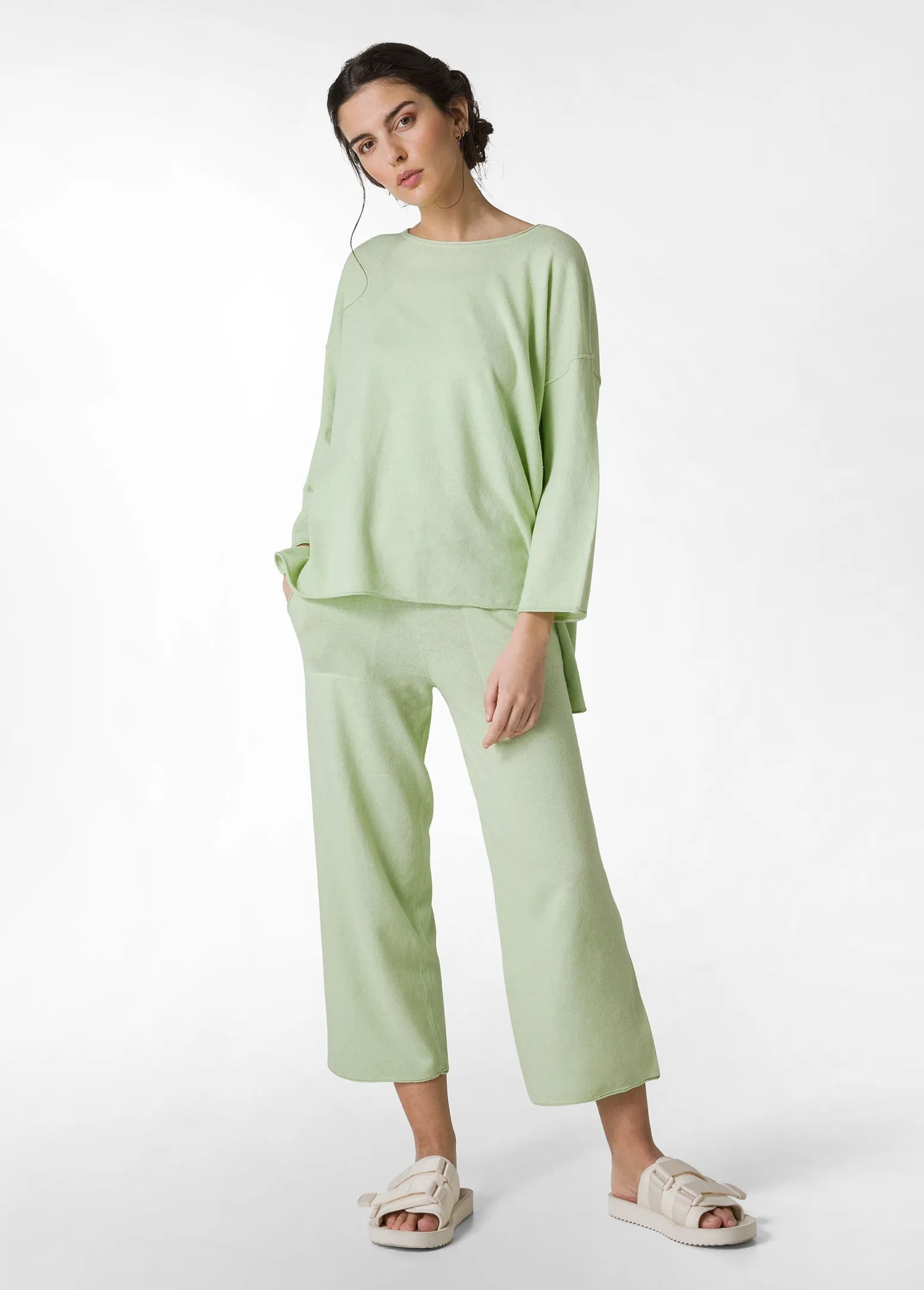 DEHA Pantaloni*Pantalone Cropped In Maglia Verde