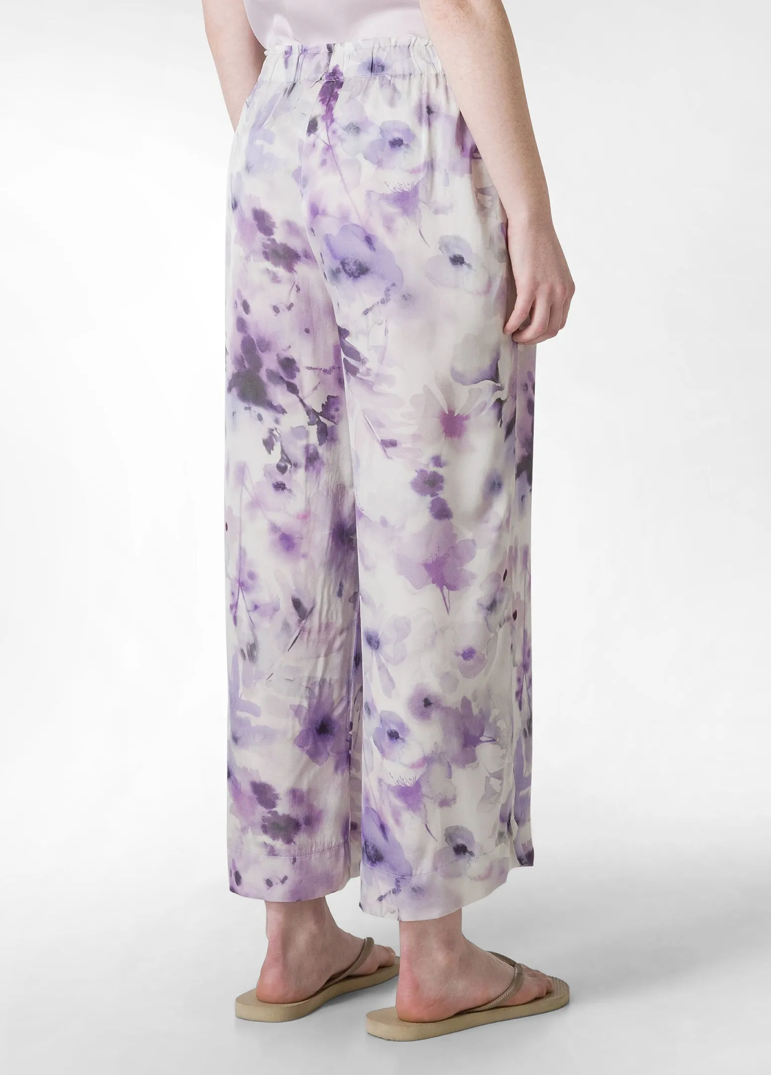 DEHA Pantaloni*Pantalone Cropped In Raso Stampato Viola