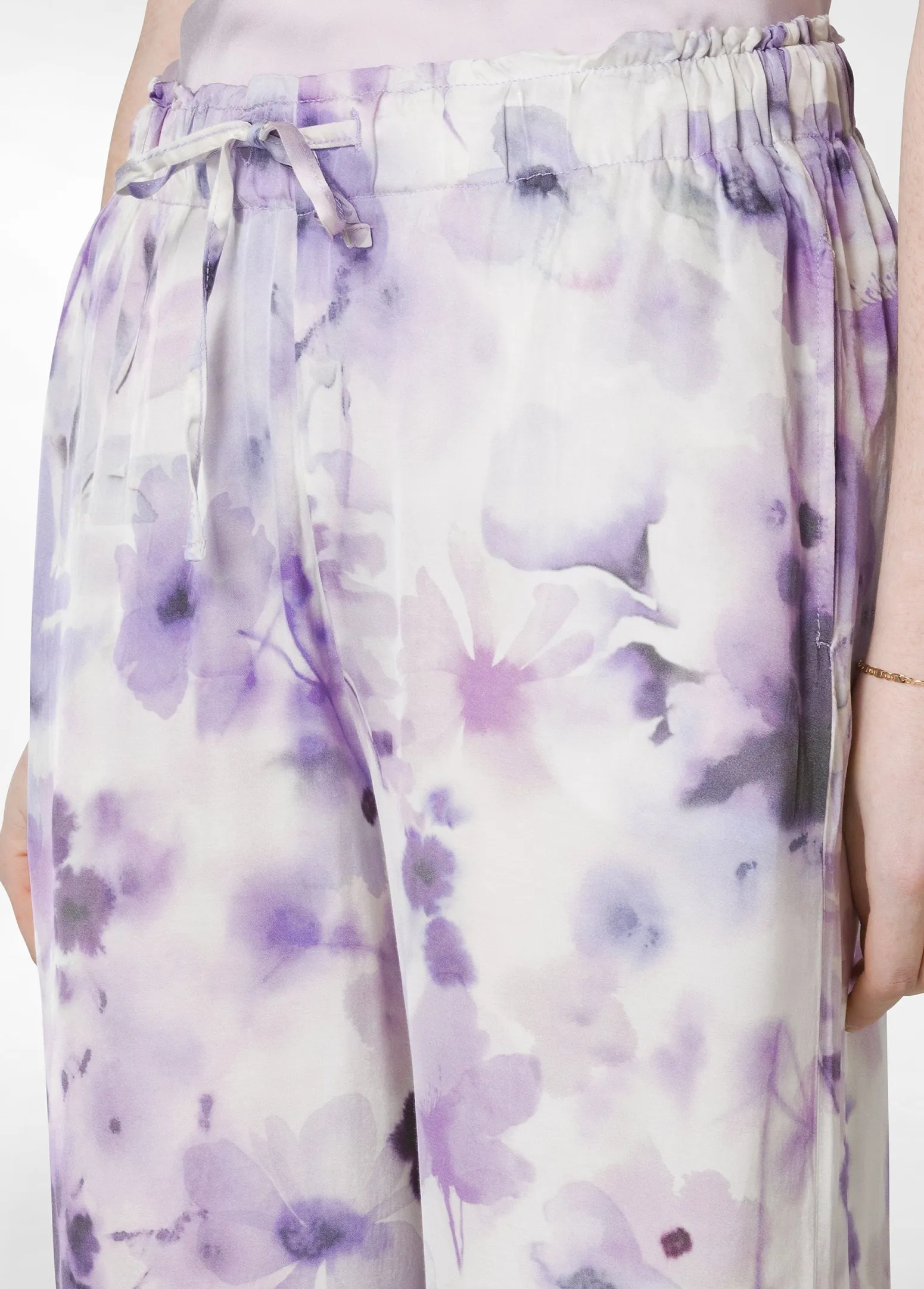 DEHA Pantaloni*Pantalone Cropped In Raso Stampato Viola