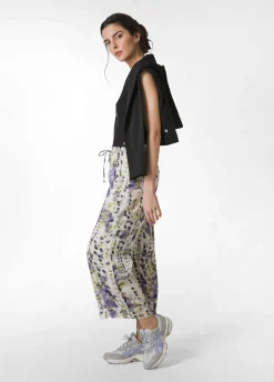 DEHA Pantaloni*Pantalone Cropped In Raso Stampato Viola