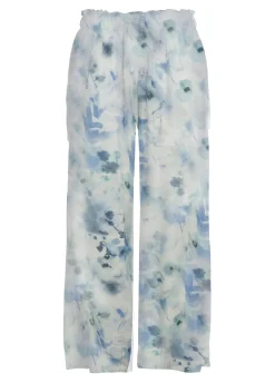 DEHA Pantaloni*Pantalone Cropped In Raso Stampato Blu
