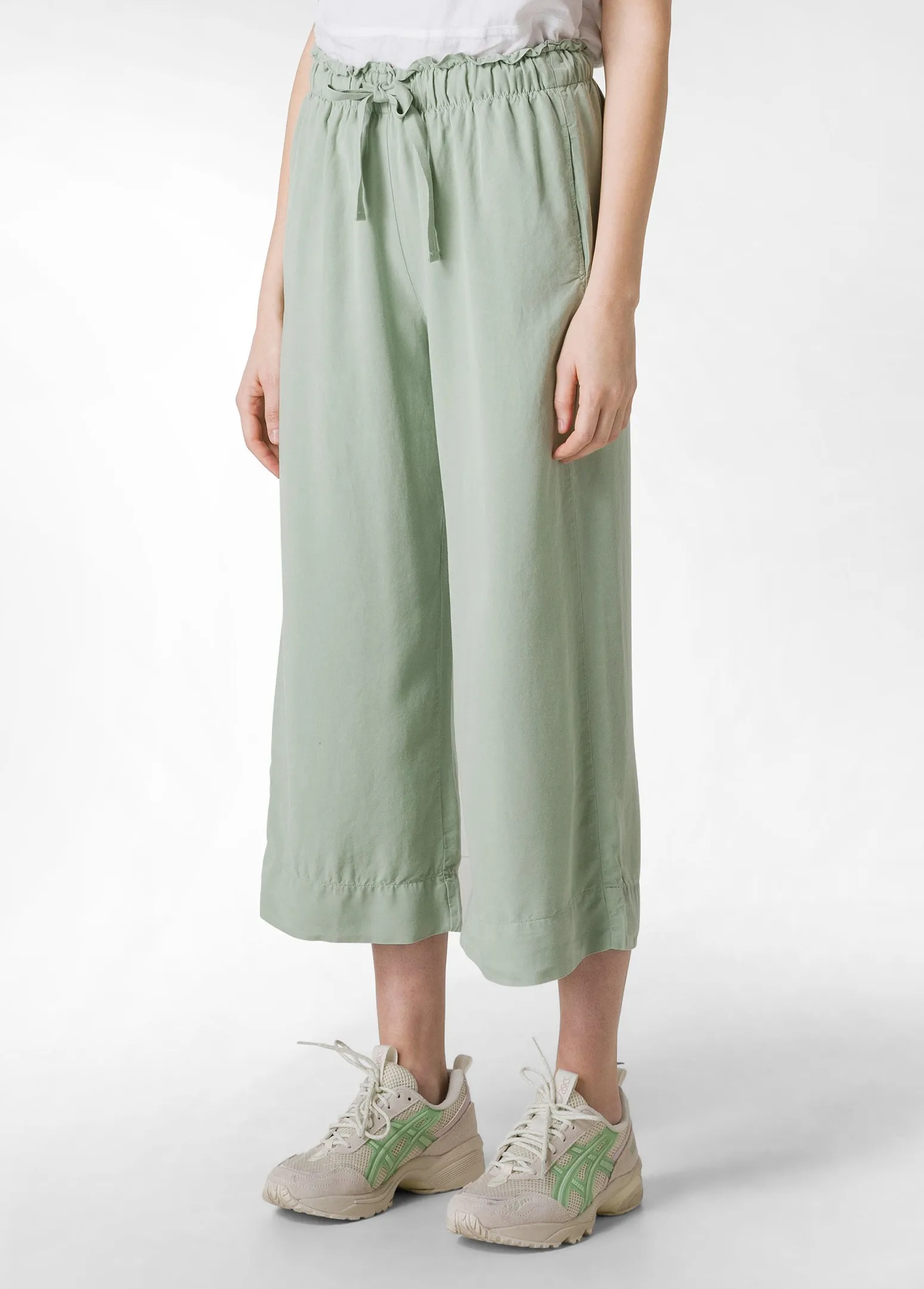 DEHA Pantaloni*Pantalone Cropped In Twill Tencel Verde