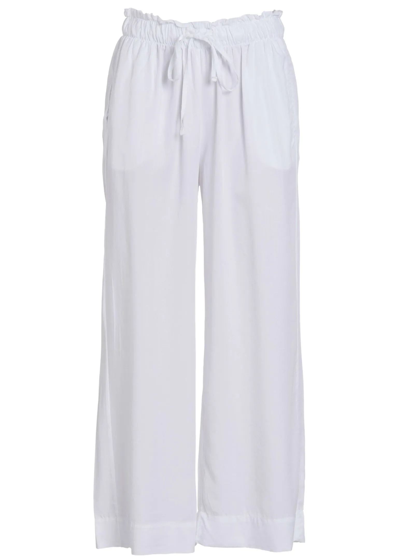 DEHA Pantaloni*Pantalone Cropped In Twill Tencel Bianco