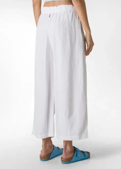 DEHA Pantaloni*Pantalone Cropped Misto Lino E Lyocell Bianco