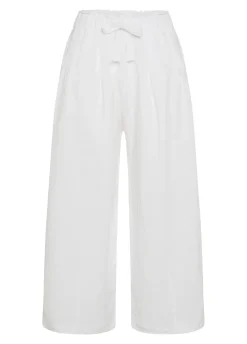 DEHA Pantaloni*Pantalone Cropped Misto Lino E Lyocell Bianco