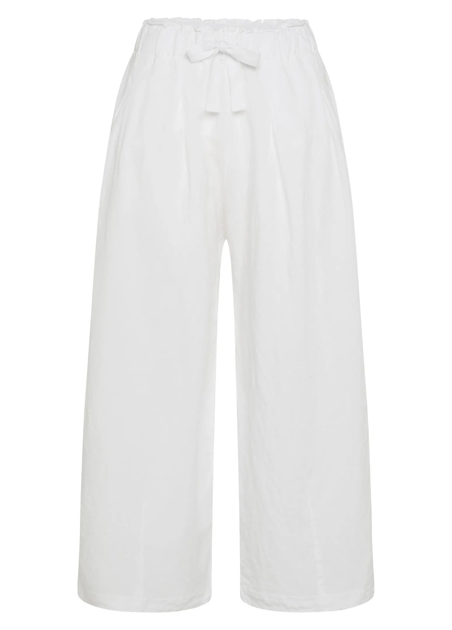 DEHA Pantaloni*Pantalone Cropped Misto Lino E Lyocell Bianco