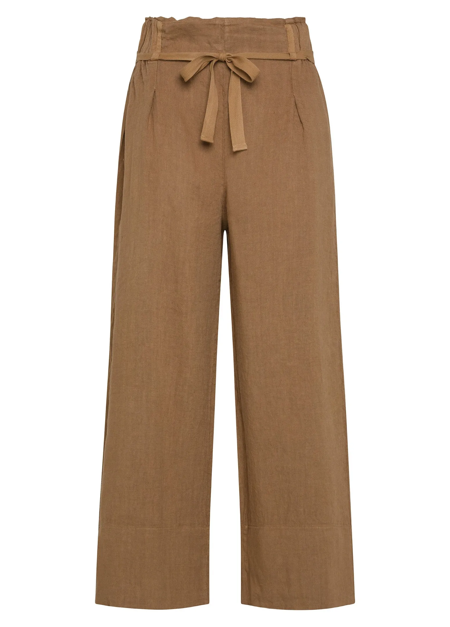 DEHA Pantaloni*Pantalone Cropped Vita Alta In Lino Marrone