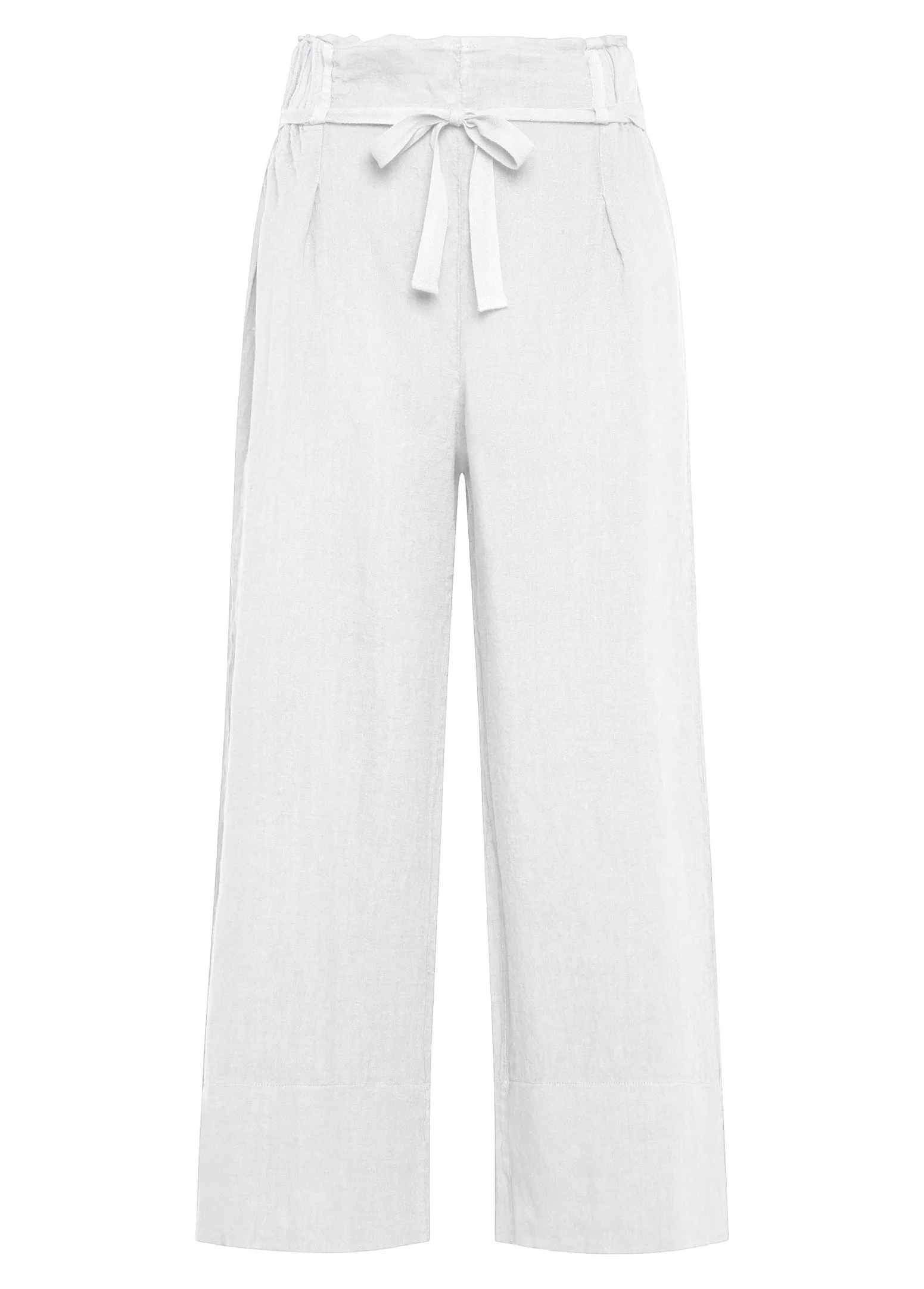 DEHA Pantaloni*Pantalone Cropped Vita Alta In Lino Bianco