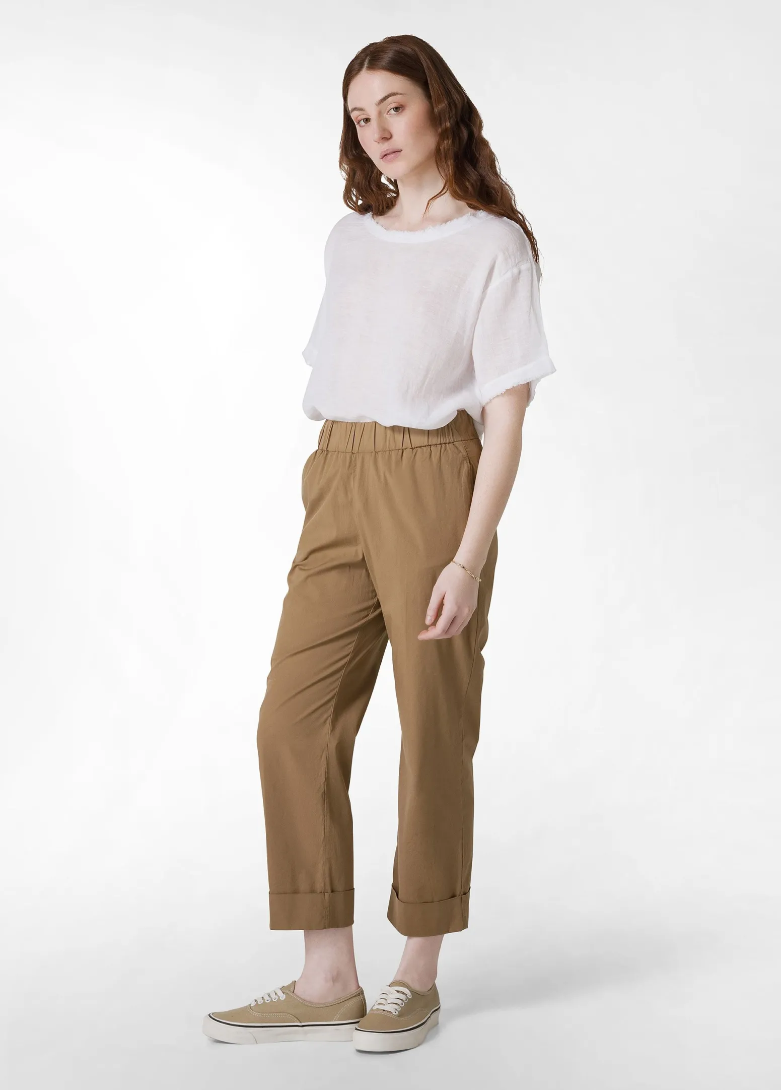 DEHA Pantaloni*Pantalone Dritto In Popeline Marrone