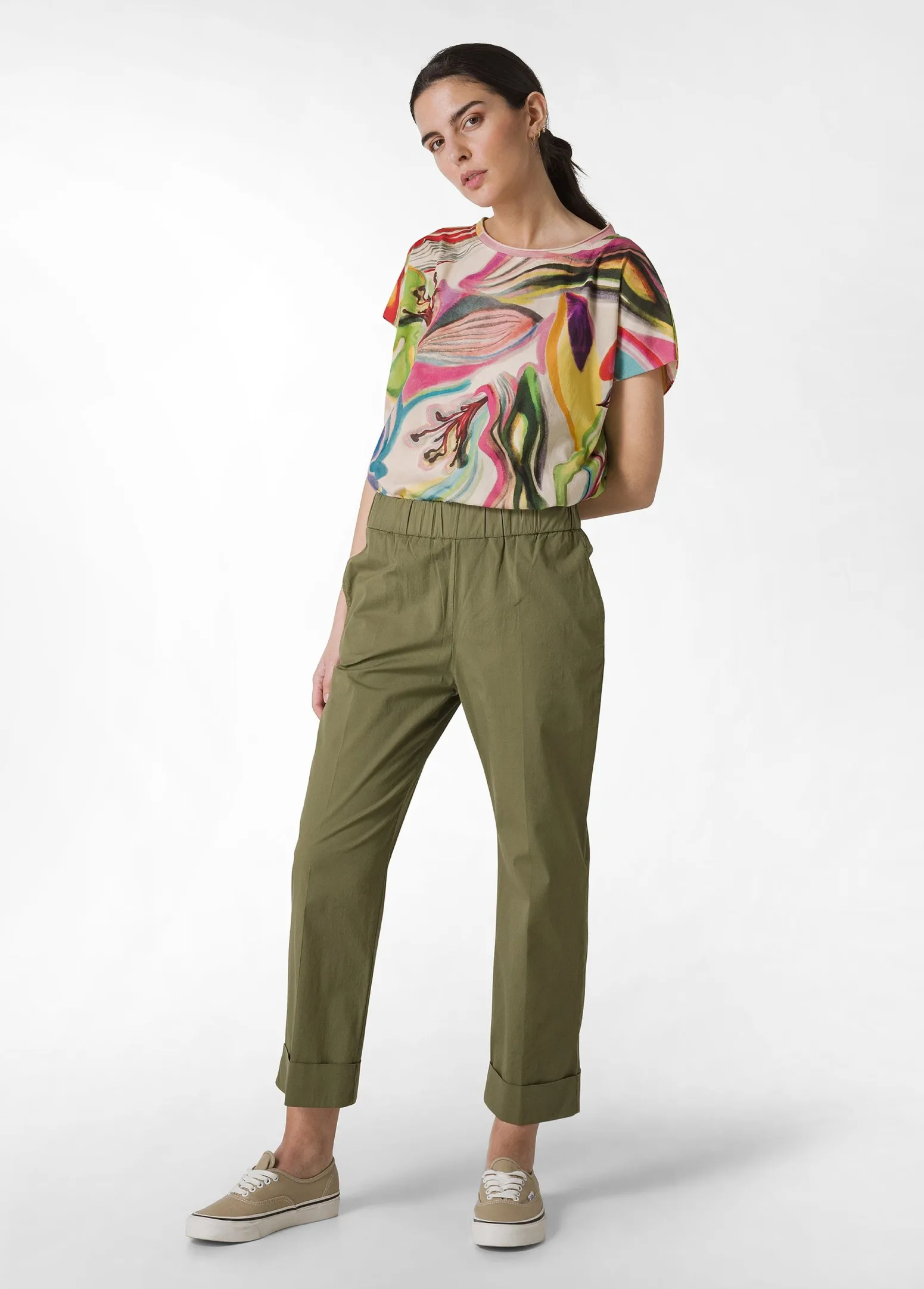 DEHA Pantaloni*Pantalone Dritto In Popeline Verde