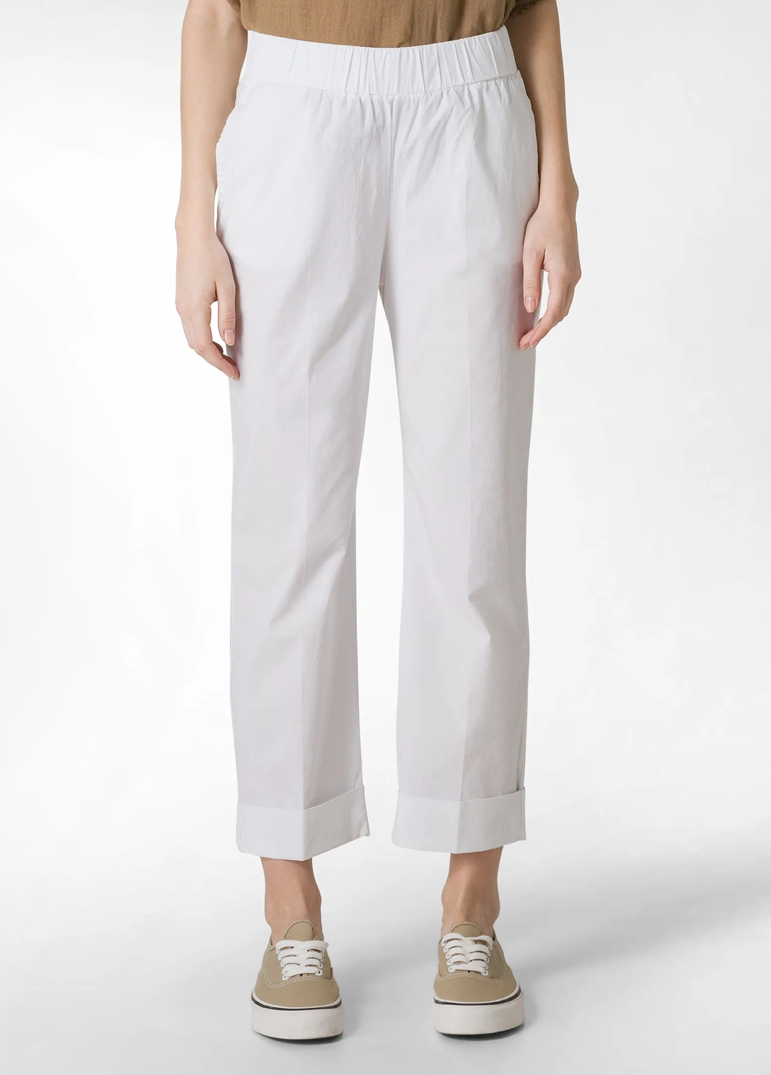 DEHA Pantaloni*Pantalone Dritto In Popeline Bianco