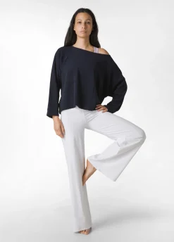DEHA Pantaloni*Pantalone Gamba Larga In Jersey Bianco