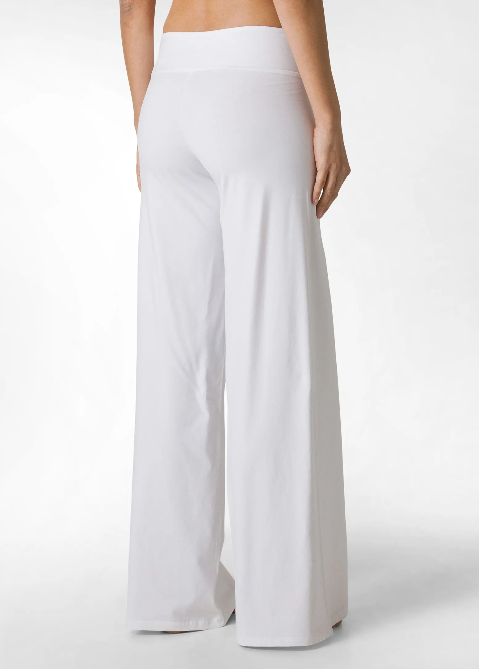 DEHA Pantaloni*Pantalone Gamba Larga In Jersey Bianco