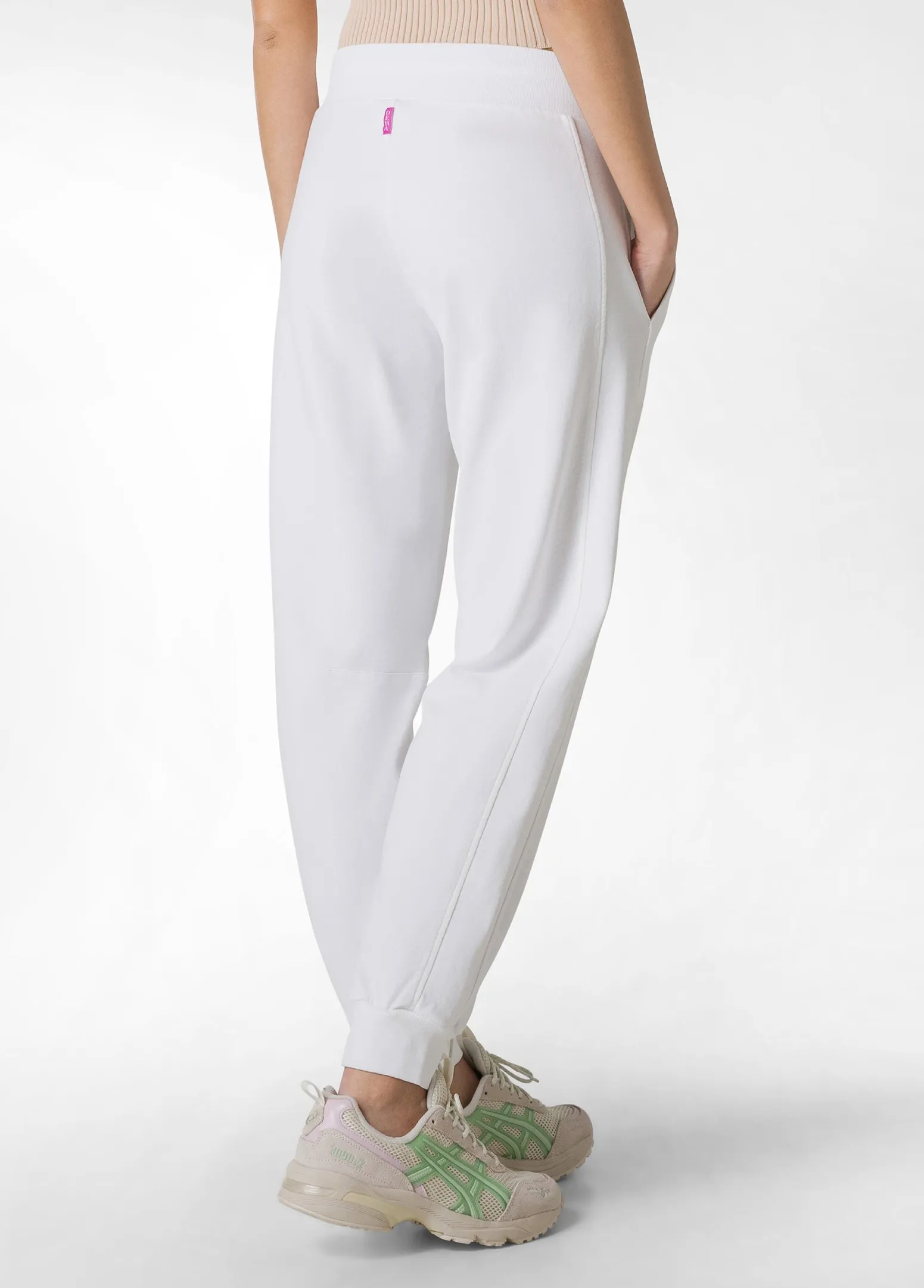 DEHA Pantaloni*Pantalone In Felpa Organica Con Costina Bianco