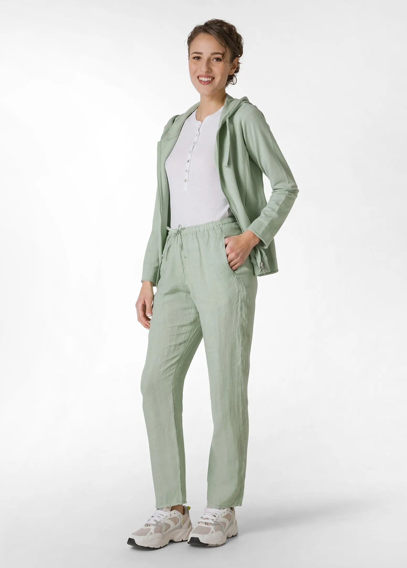 DEHA Pantaloni*Pantalone In Lino Con Coulisse Verde