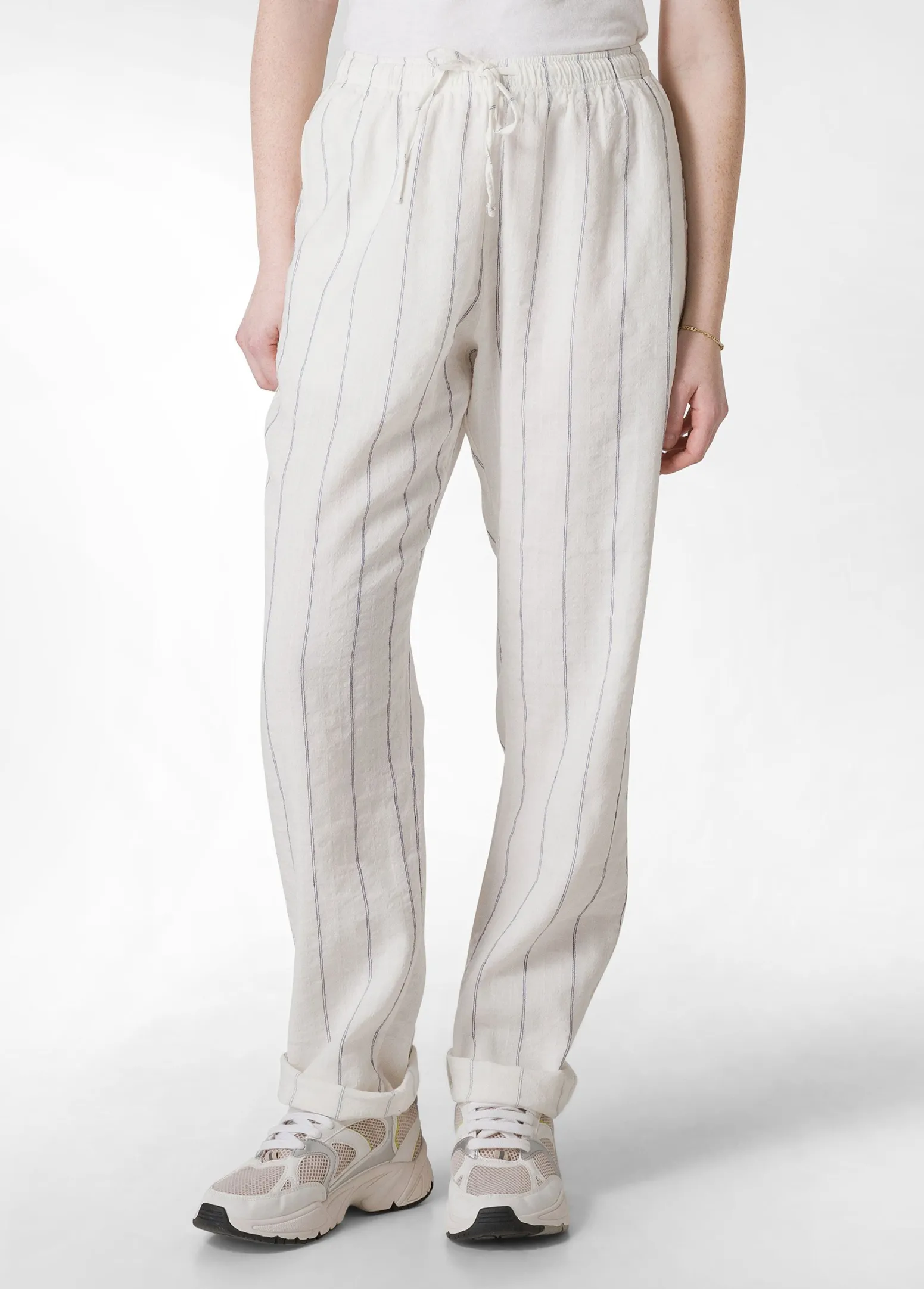 DEHA Pantaloni*Pantalone In Lino Gessato Bianco
