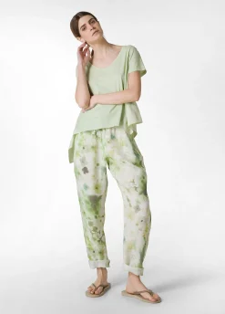 DEHA Pantaloni*Pantalone In Lino Stampato Verde