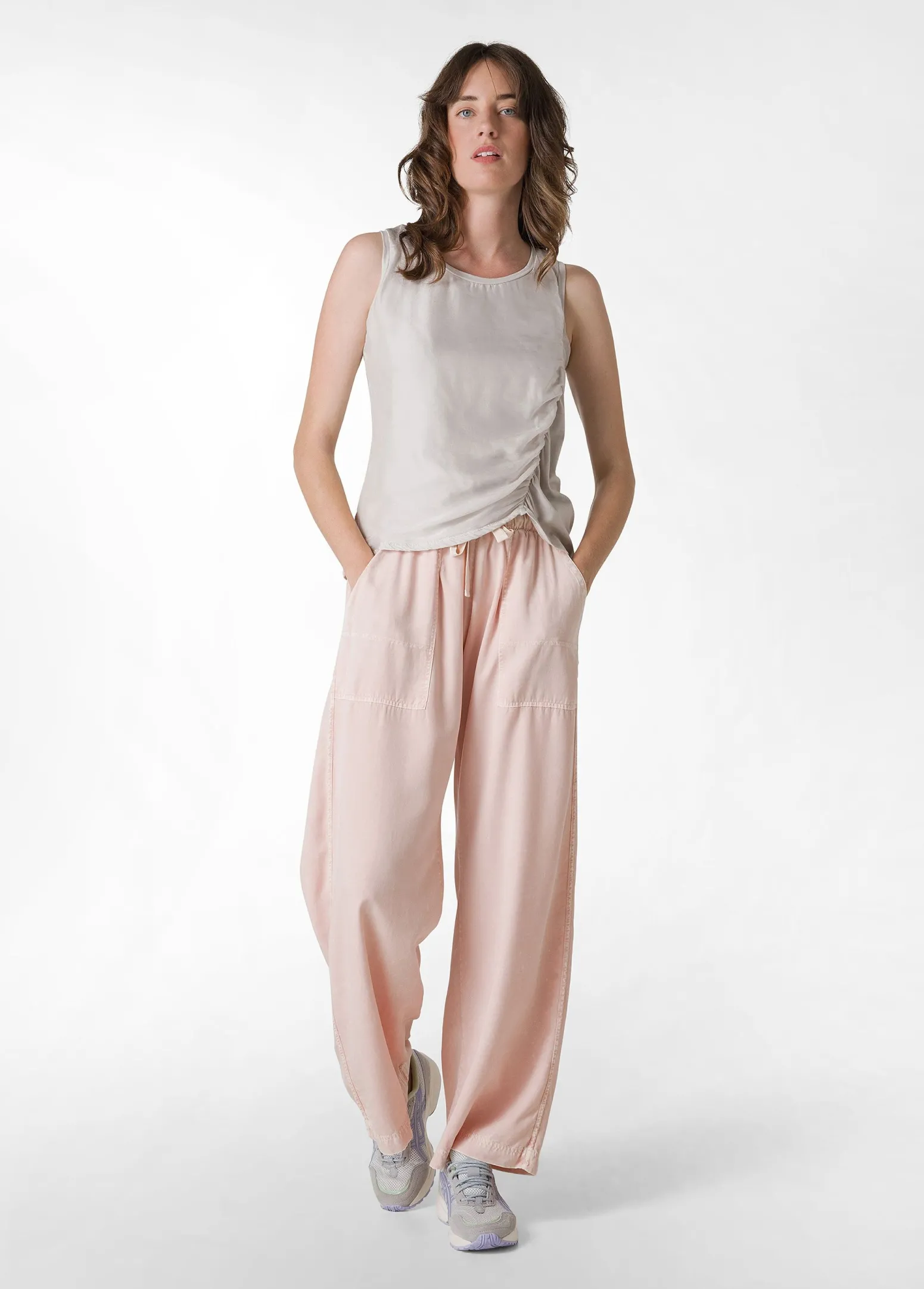 DEHA Pantaloni*Pantalone In Tencel Effetto Marmo Rosa