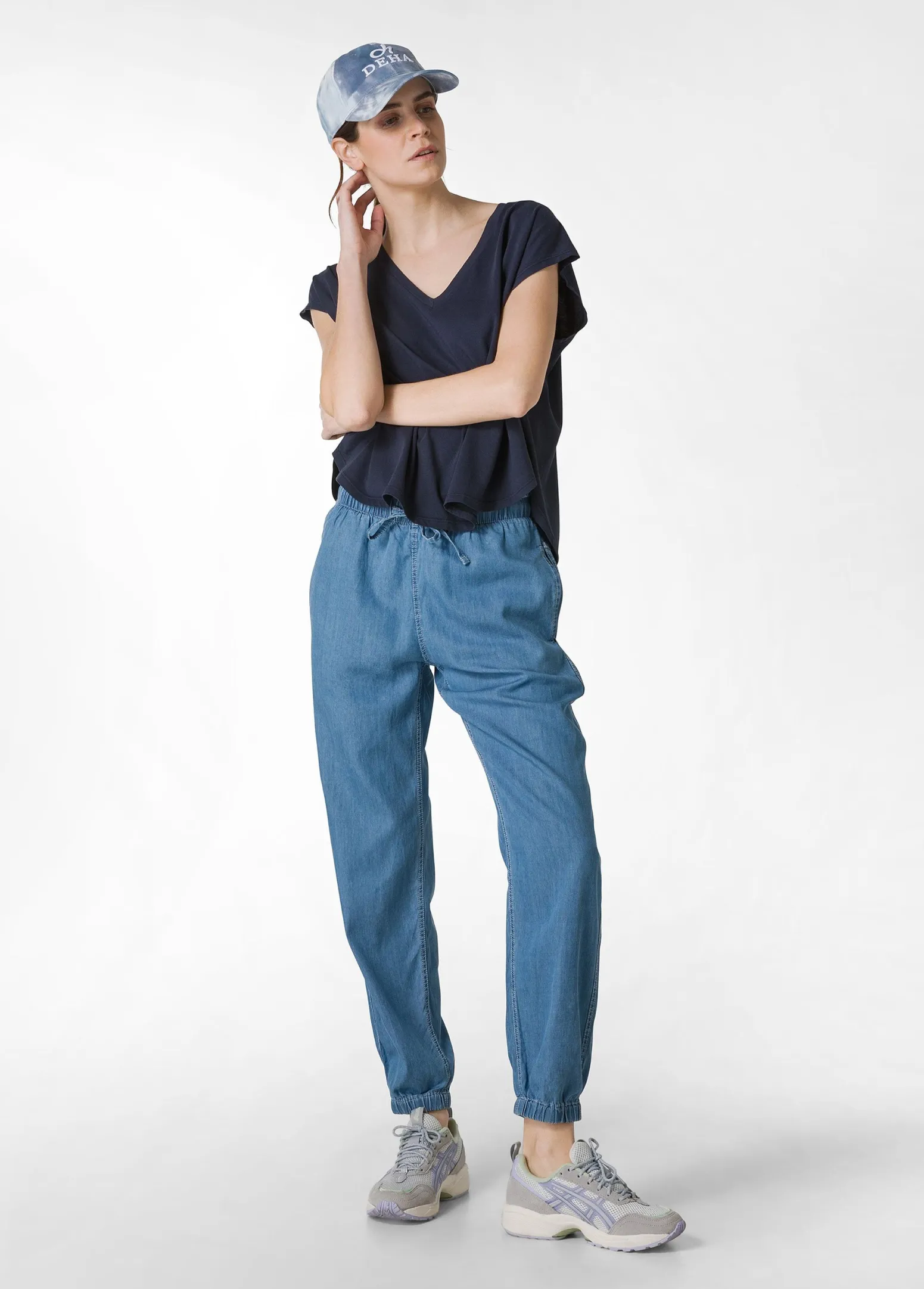 DEHA Pantaloni*Pantalone Jogger In Denim Lyocell Blu