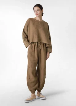DEHA Pantaloni*Pantalone Jogger In Lino Marrone