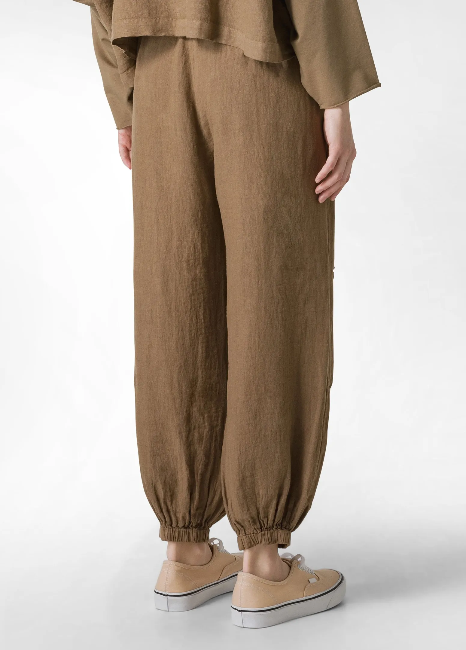 DEHA Pantaloni*Pantalone Jogger In Lino Marrone
