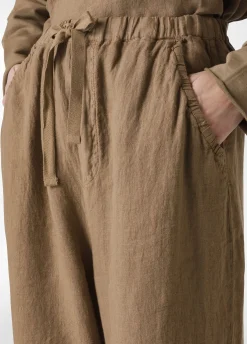 DEHA Pantaloni*Pantalone Jogger In Lino Marrone