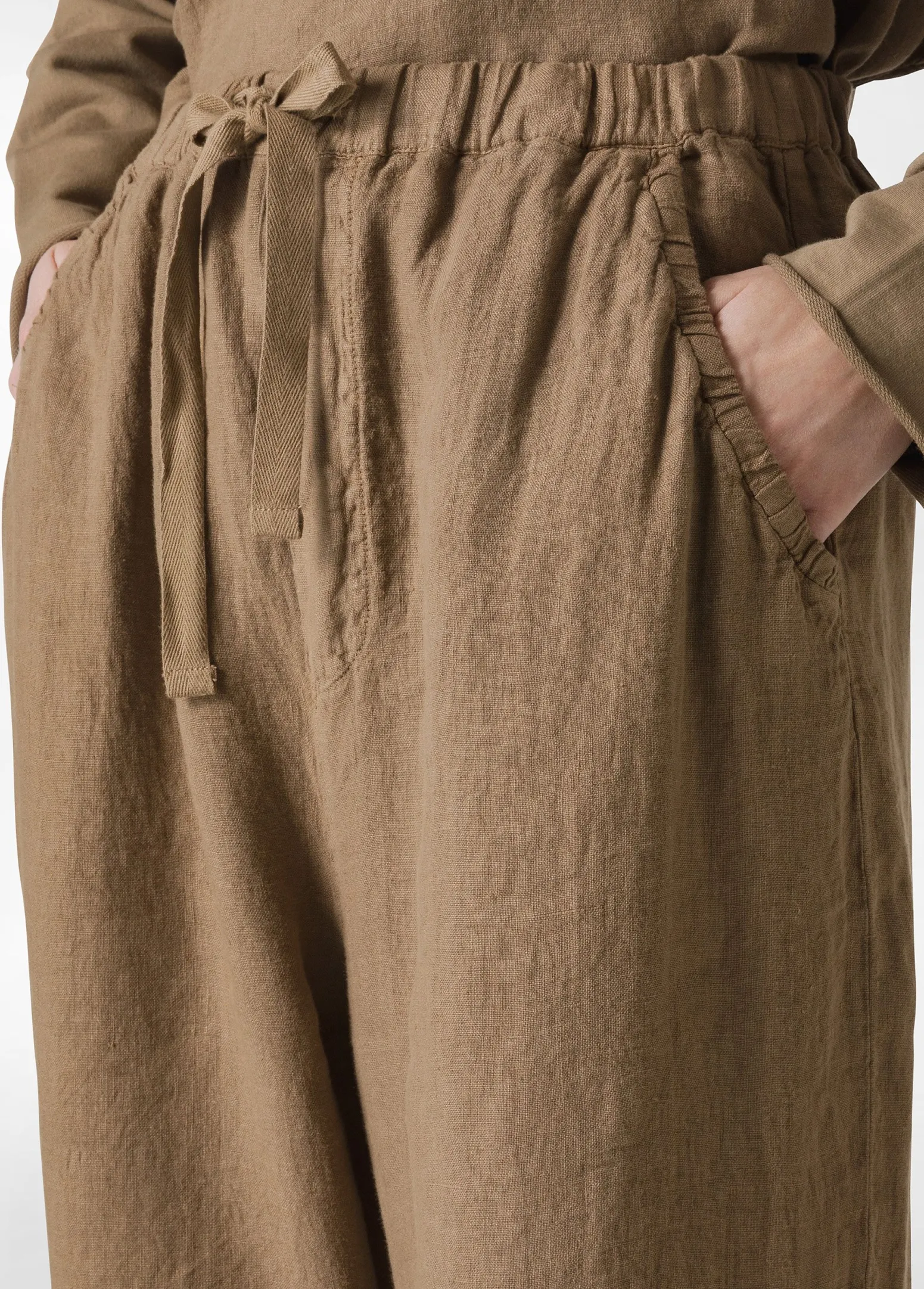 DEHA Pantaloni*Pantalone Jogger In Lino Marrone