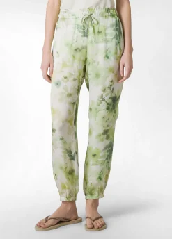 DEHA Pantaloni*Pantalone Jogger In Raso Stampato Verde