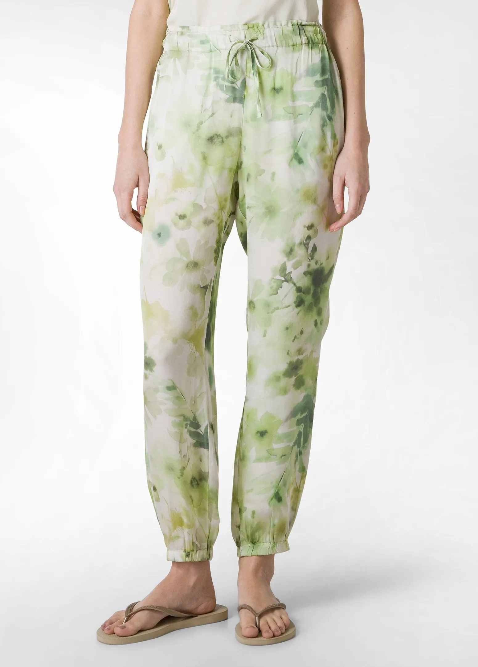 DEHA Pantaloni*Pantalone Jogger In Raso Stampato Verde