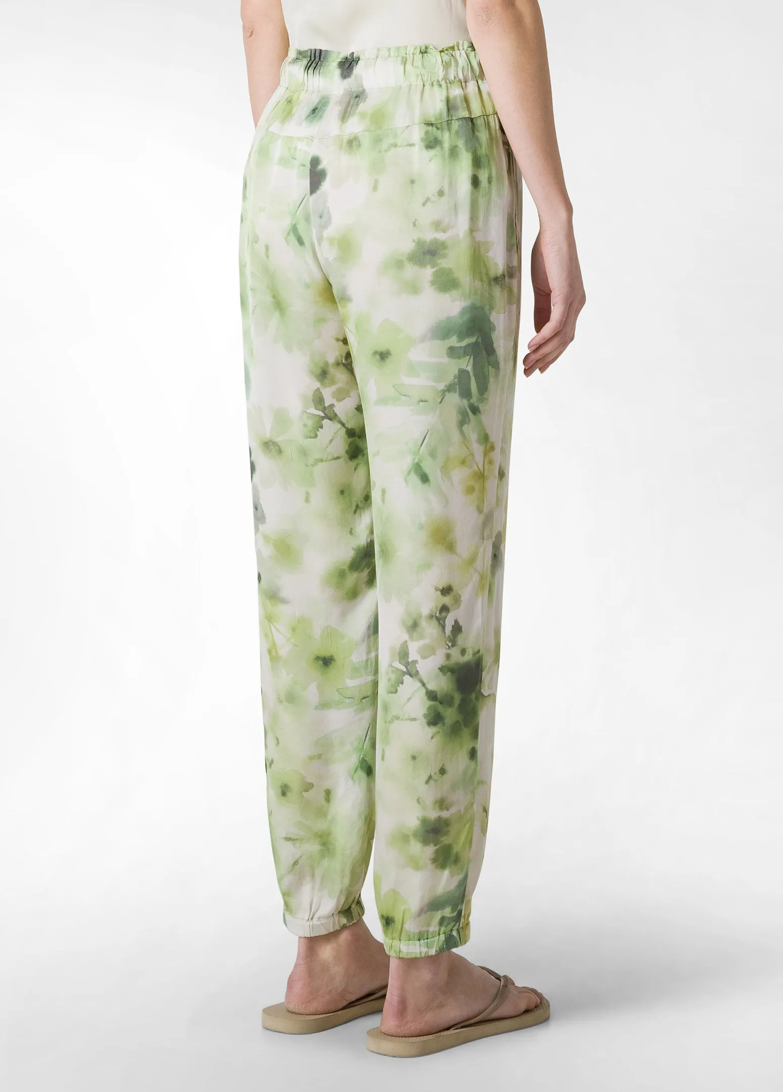 DEHA Pantaloni*Pantalone Jogger In Raso Stampato Verde