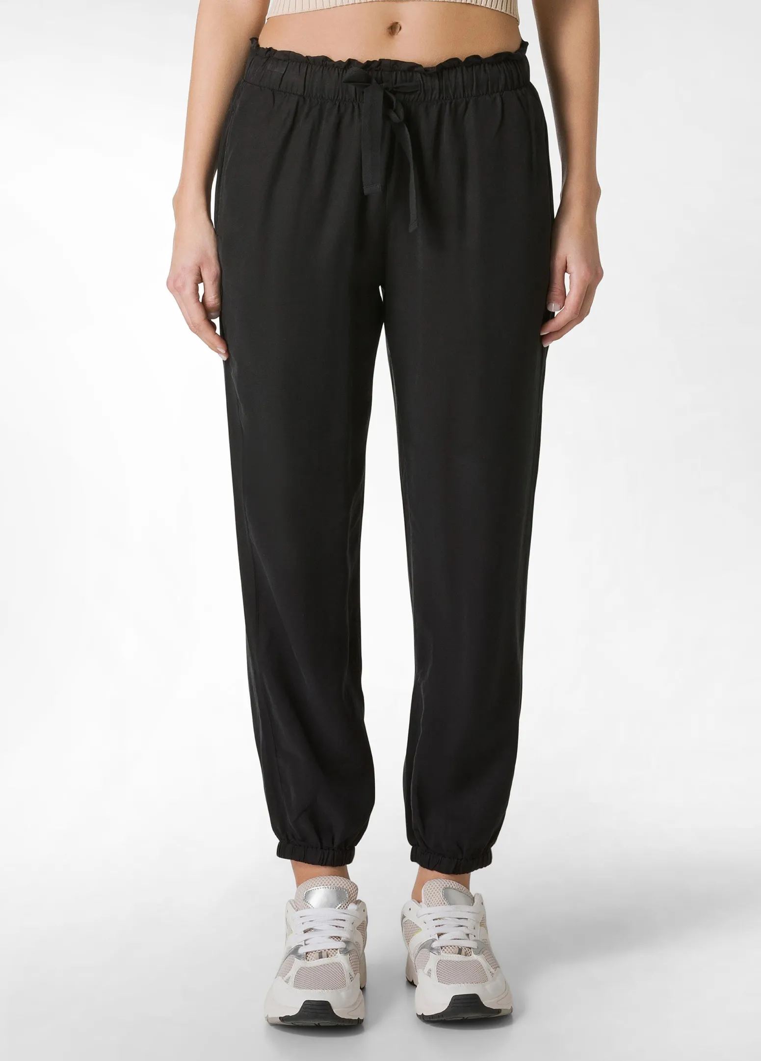 DEHA Pantaloni*Pantalone Jogger In Twill Tencel Nero