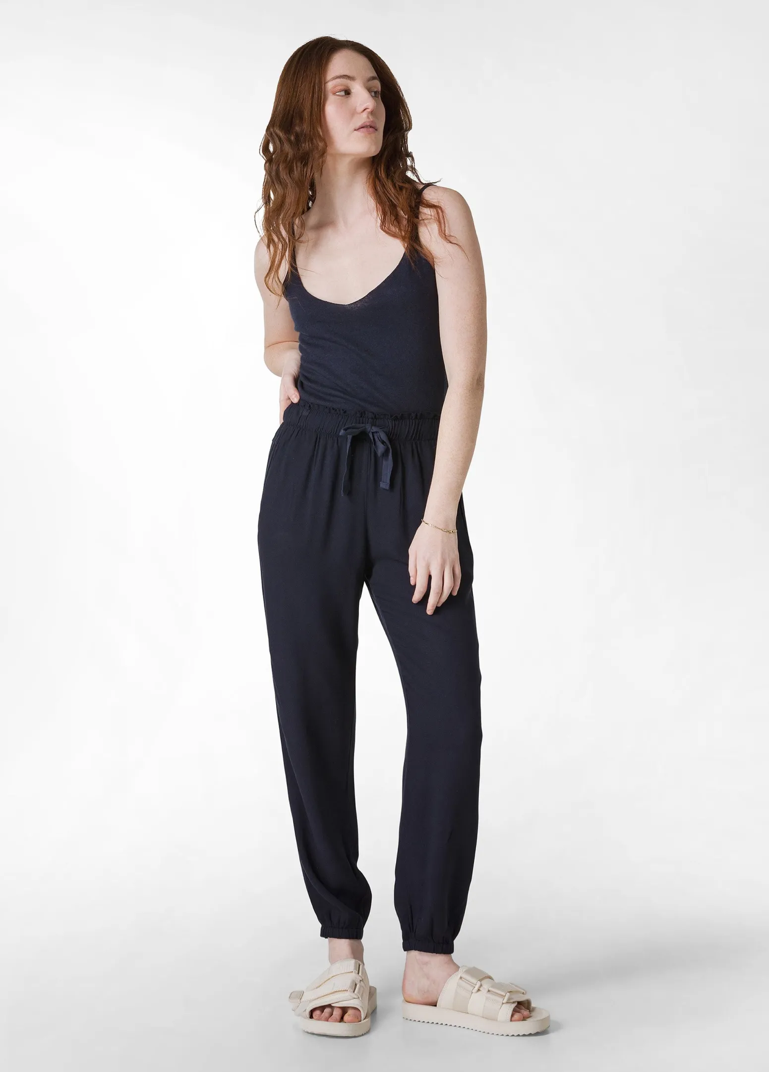 DEHA Pantaloni*Pantalone Jogger In Viscosa Crepe Blu