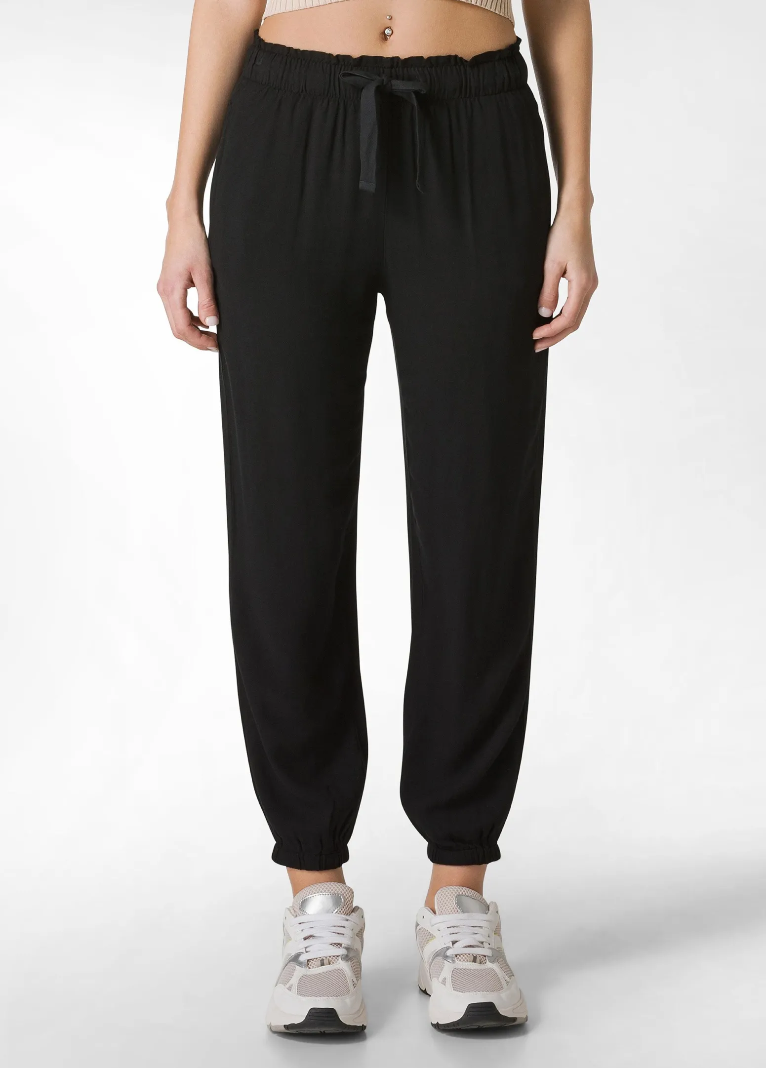 DEHA Pantaloni*Pantalone Jogger In Viscosa Crepe Nero