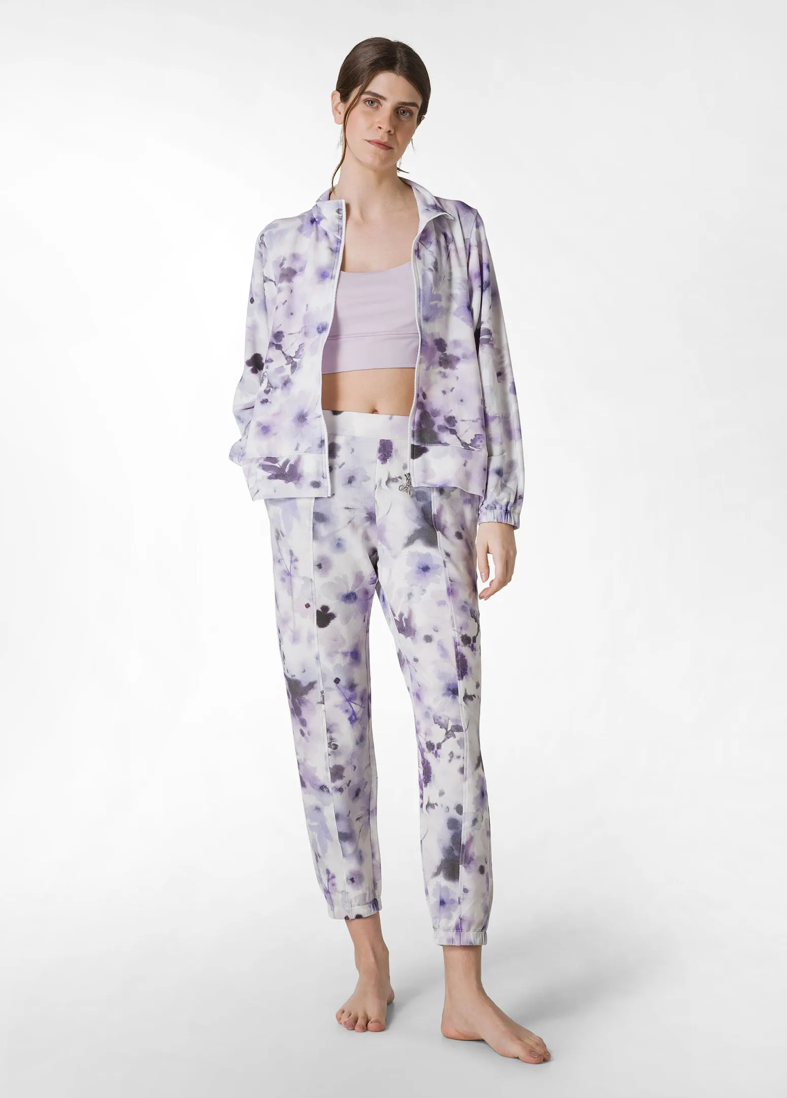 DEHA Pantaloni*Pantalone Morbido Misto Viscosa Stampato Viola