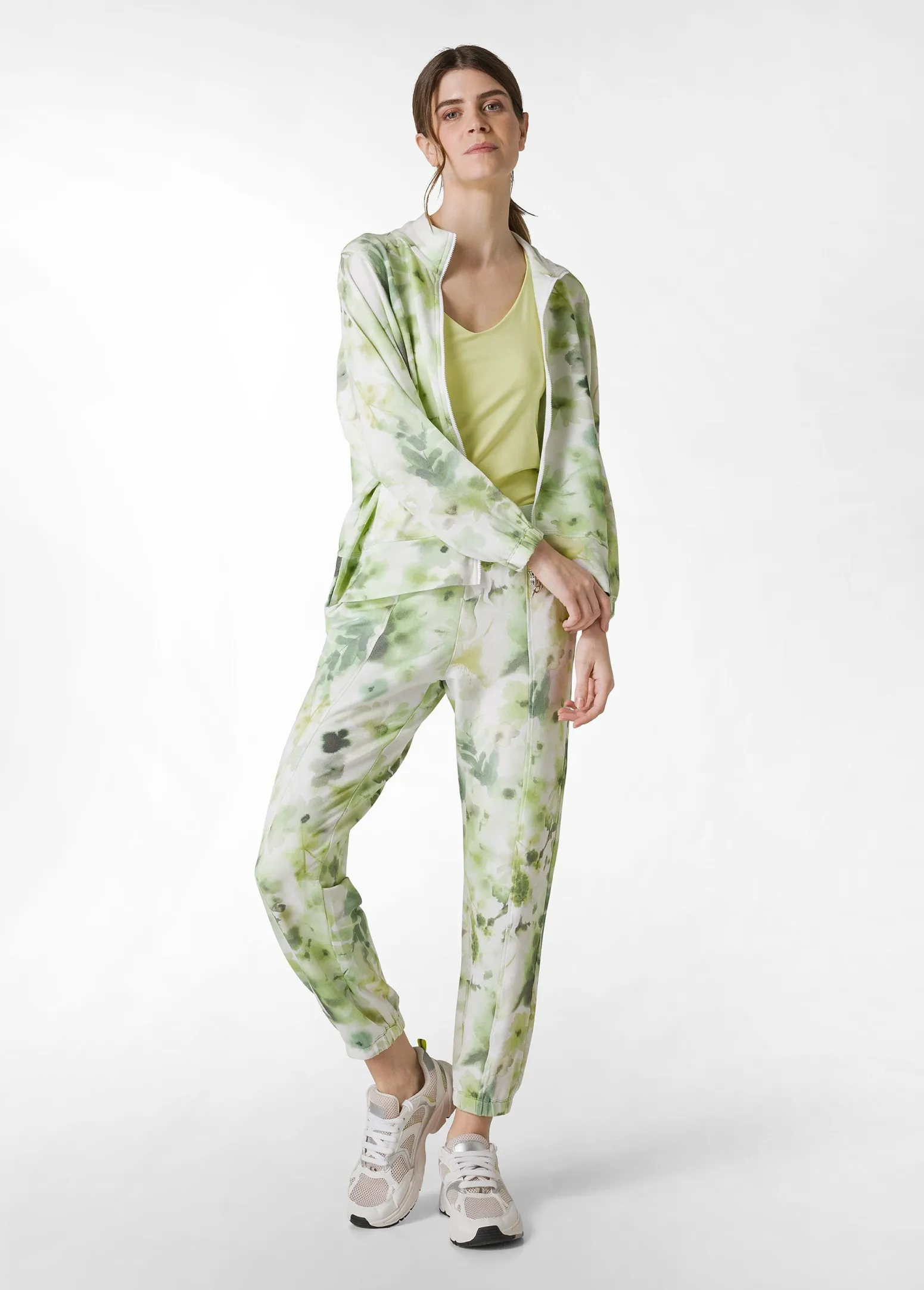 DEHA Pantaloni*Pantalone Morbido Misto Viscosa Stampato Verde