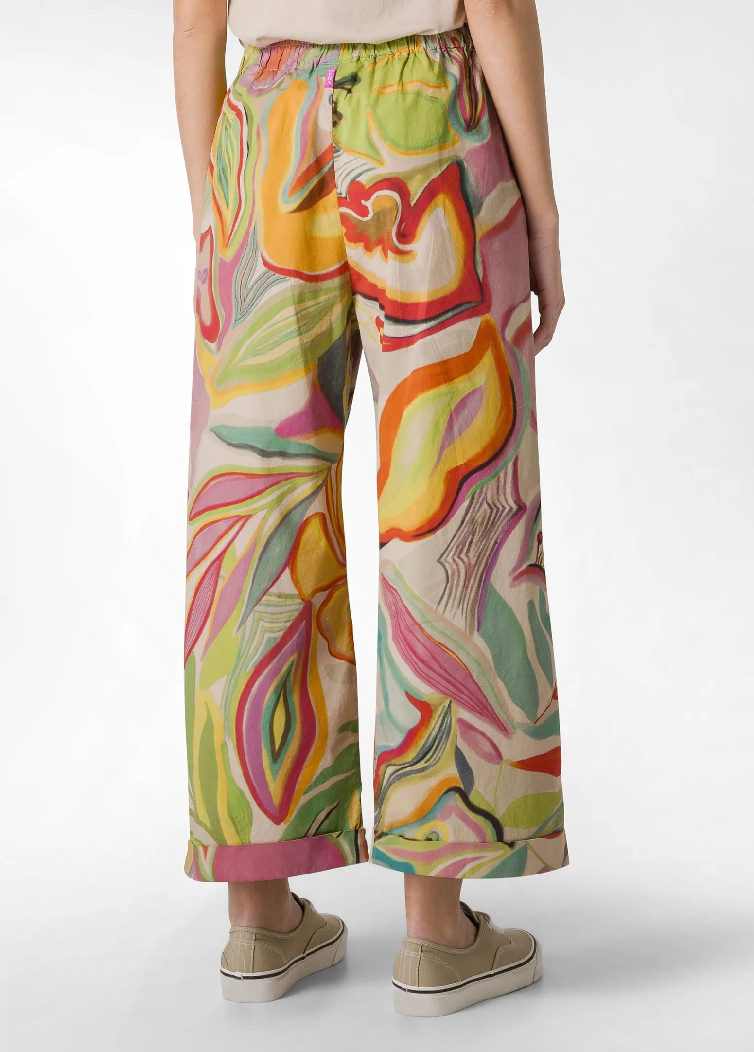 DEHA Pantaloni*Pantalone Relaxed Flower Power Verde