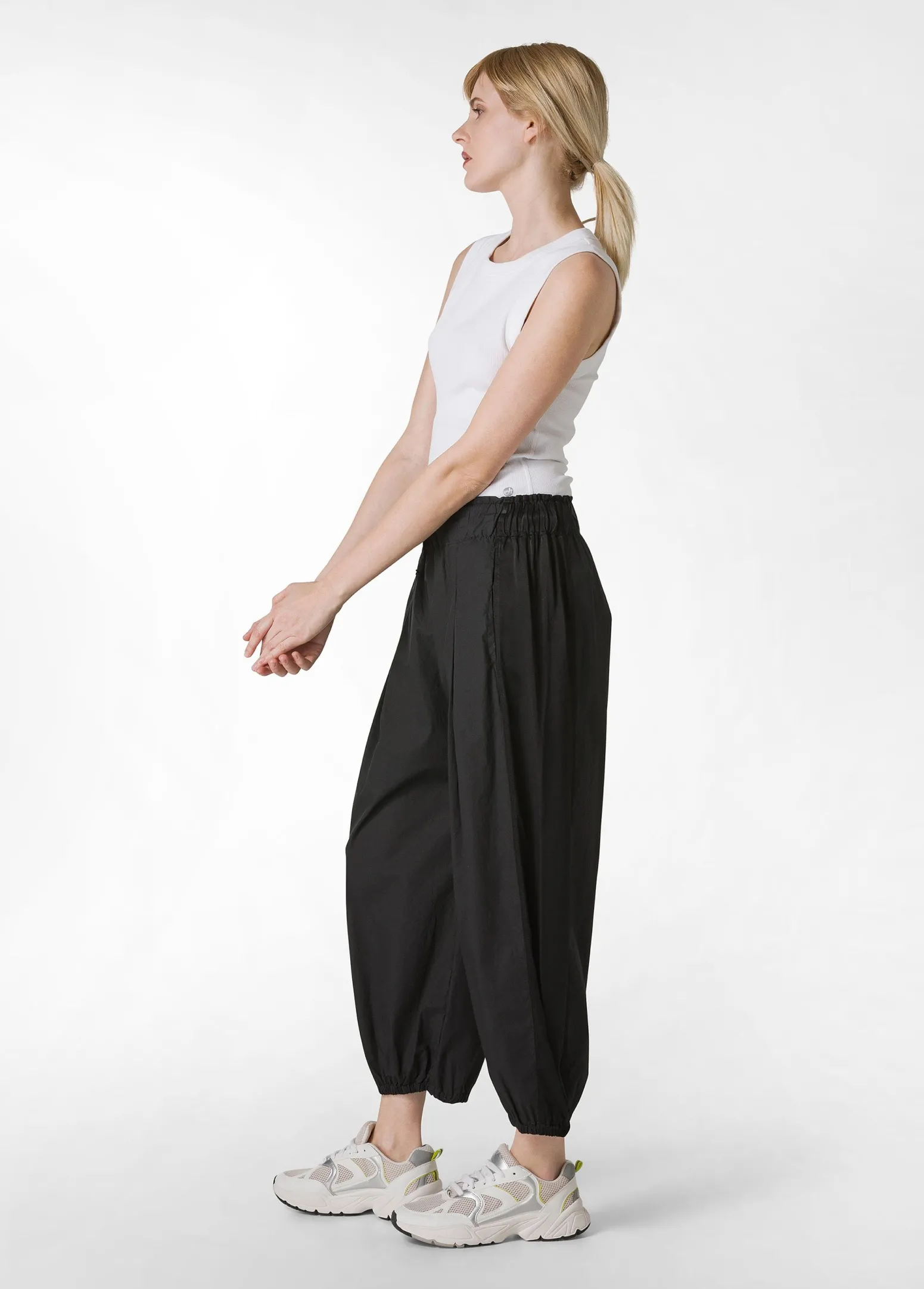DEHA Pantaloni*Pantalone Relaxed In Popeline E Raso Nero