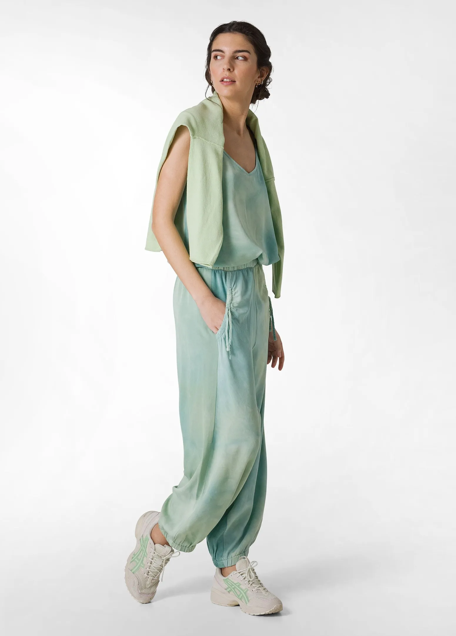 DEHA Pantaloni*Pantalone Relaxed In Twill Effetto Batik Verde