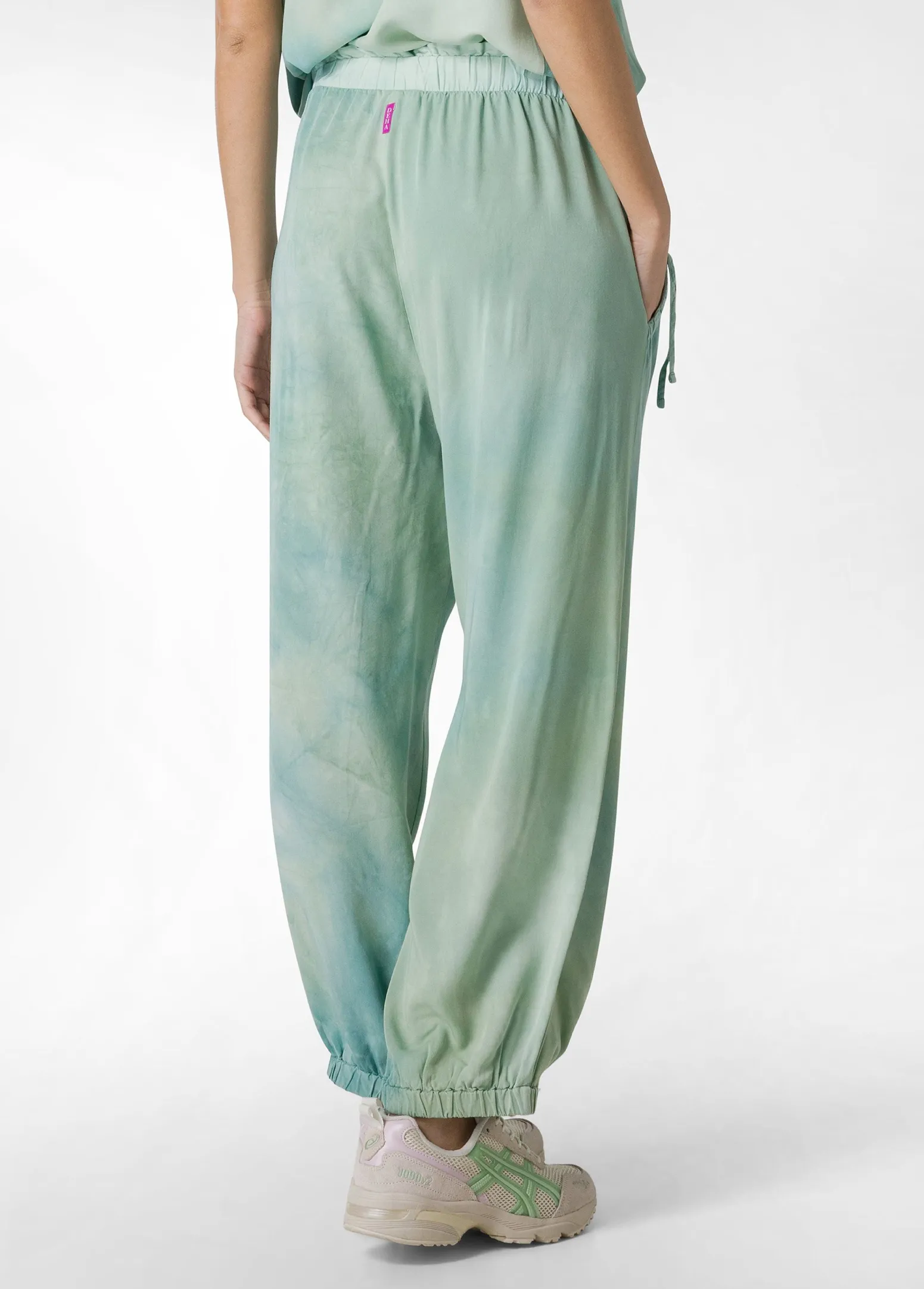 DEHA Pantaloni*Pantalone Relaxed In Twill Effetto Batik Verde
