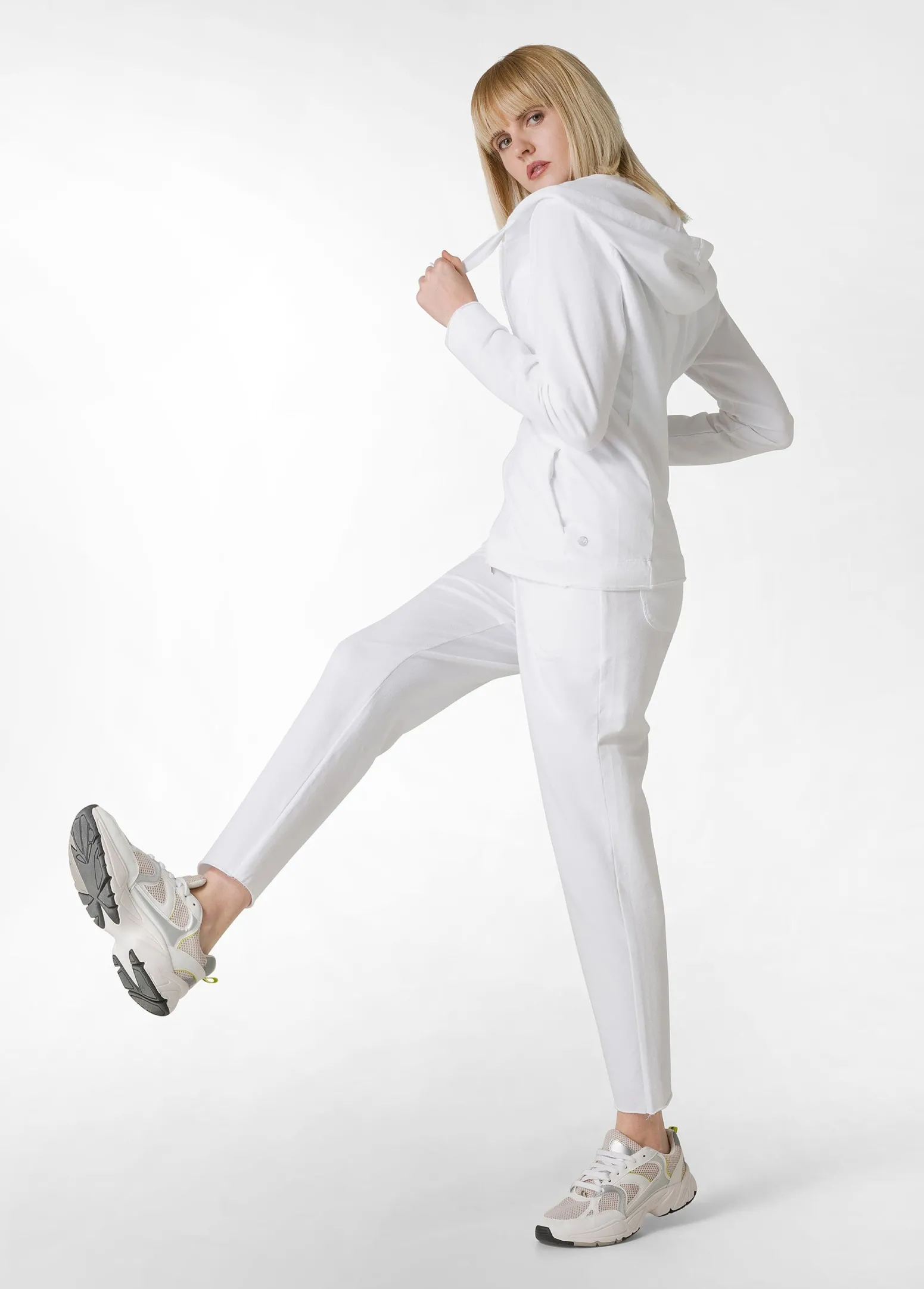 DEHA Pantaloni*Pantalone Slim Fit In Felpa Leggera Bianco