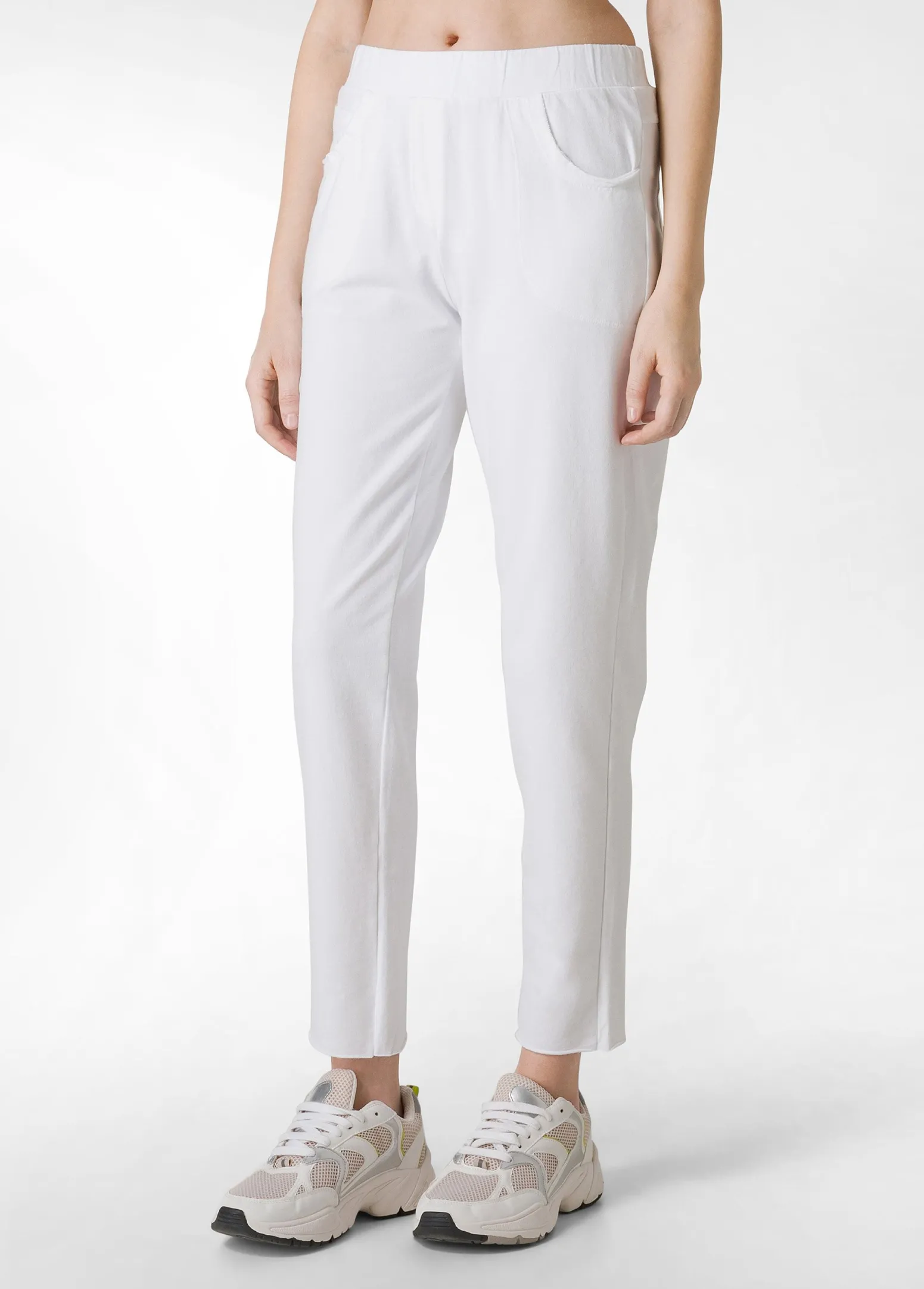 DEHA Pantaloni*Pantalone Slim Fit In Felpa Leggera Bianco