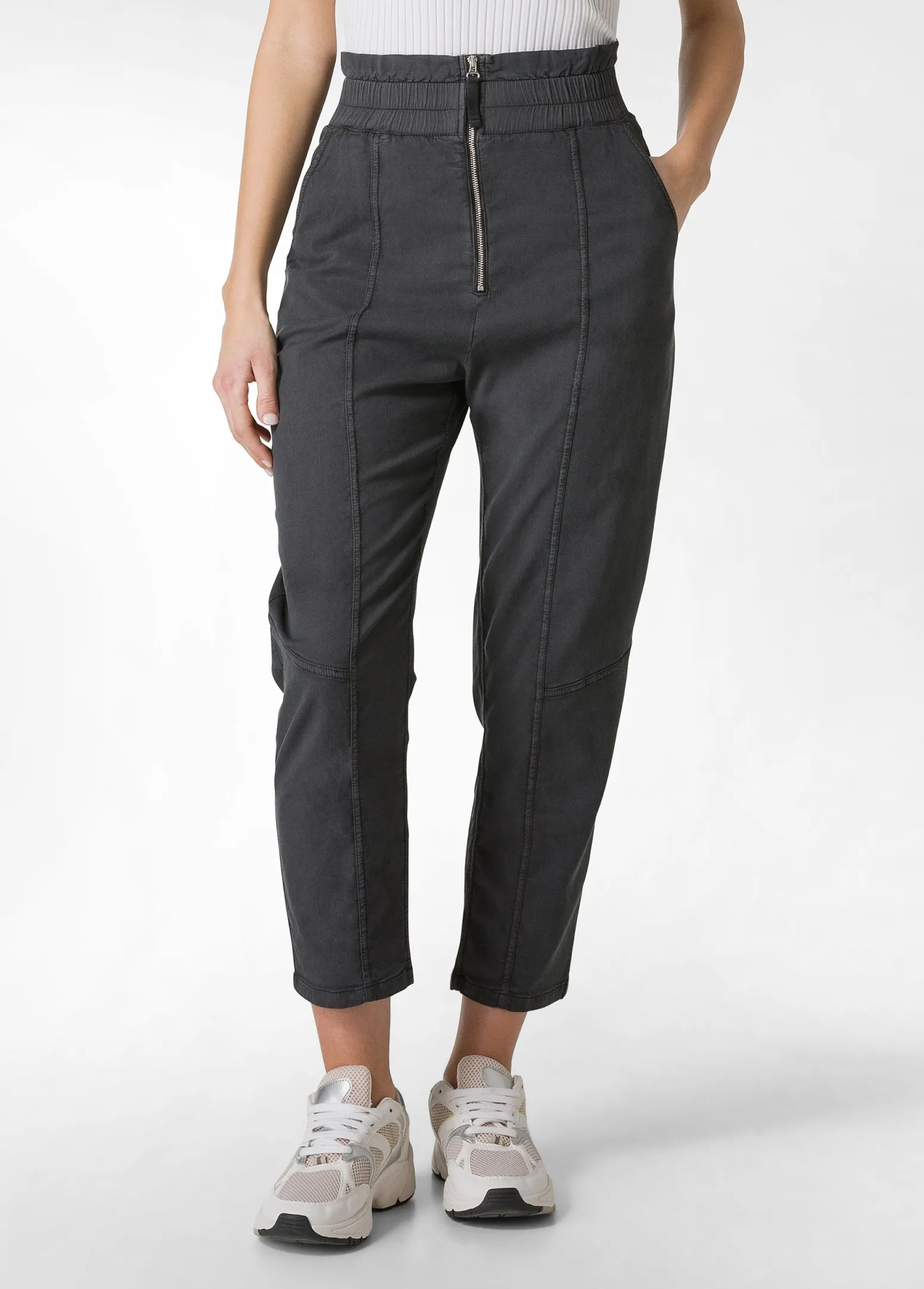DEHA Pantaloni*Pantalone Vita Alta In Gabardine Vintage Nero