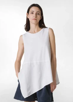 DEHA Top & T-Shirts*Top Asimmetrico Con Inserti In Lino Bianco