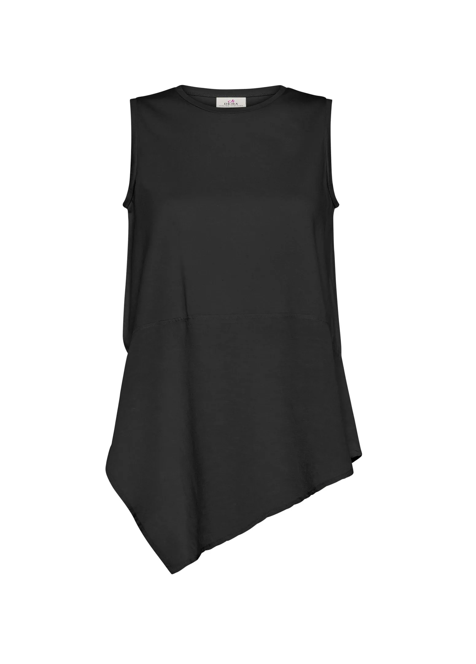 DEHA Top & T-Shirts*Top Asimmetrico Con Inserti In Lino Nero